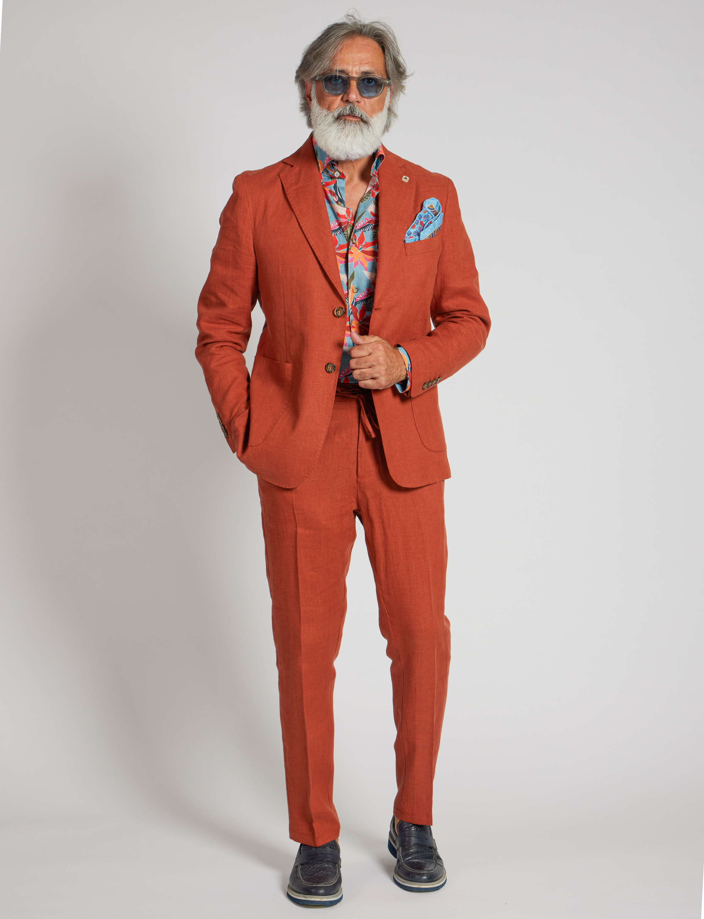 Rust Orange Linen Drawstring Trousers – Made in Italy