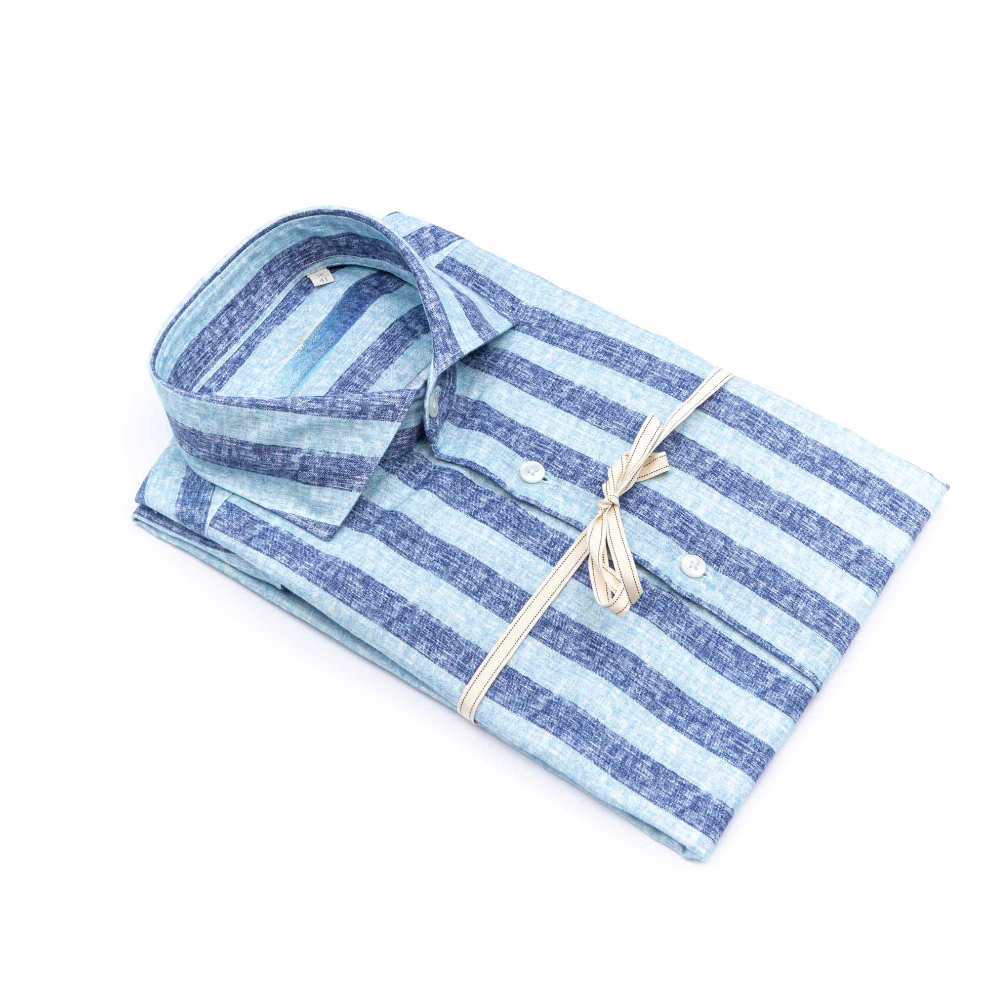 Light Blue & Navy Striped Linen Shirt