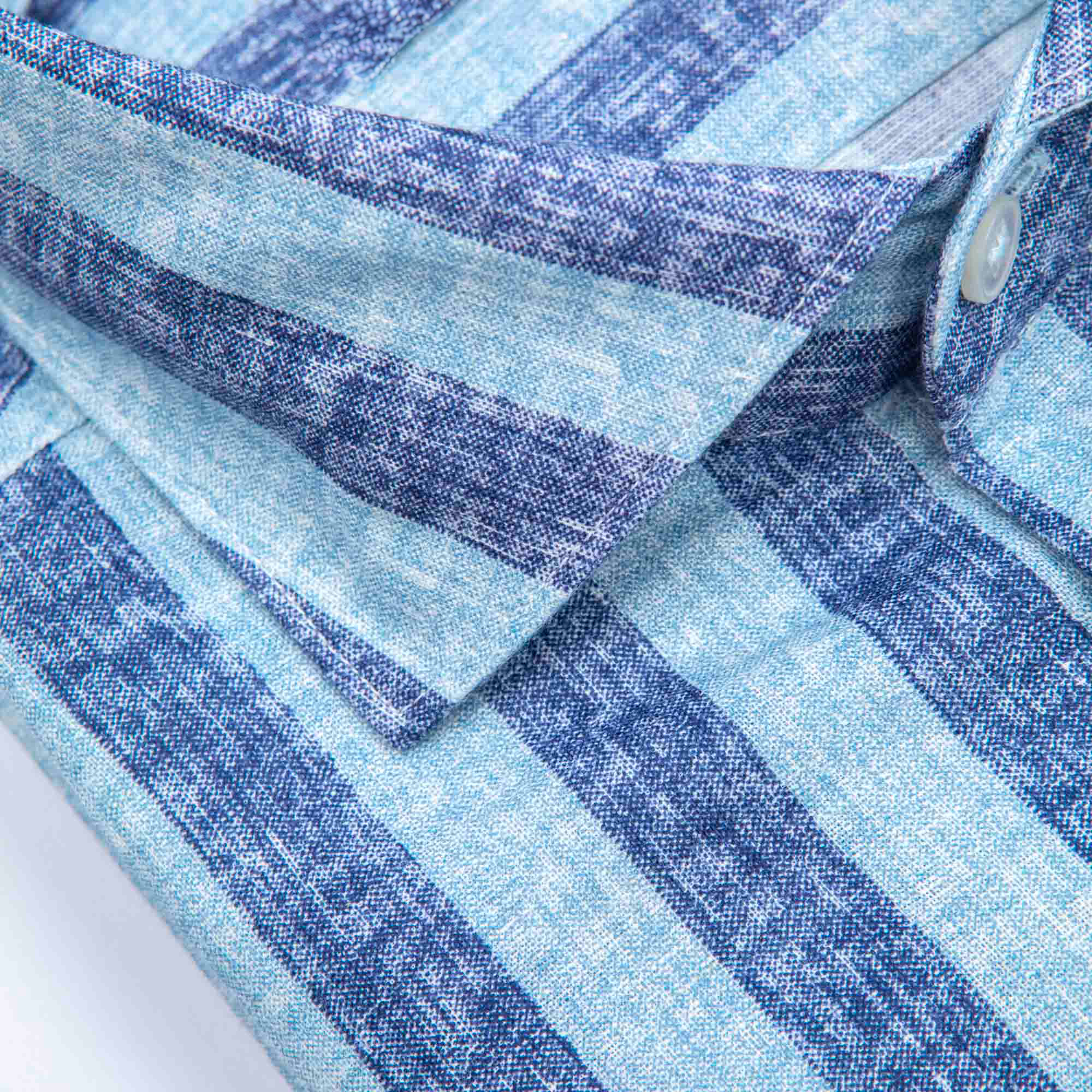 Light Blue & Navy Striped Linen Shirt