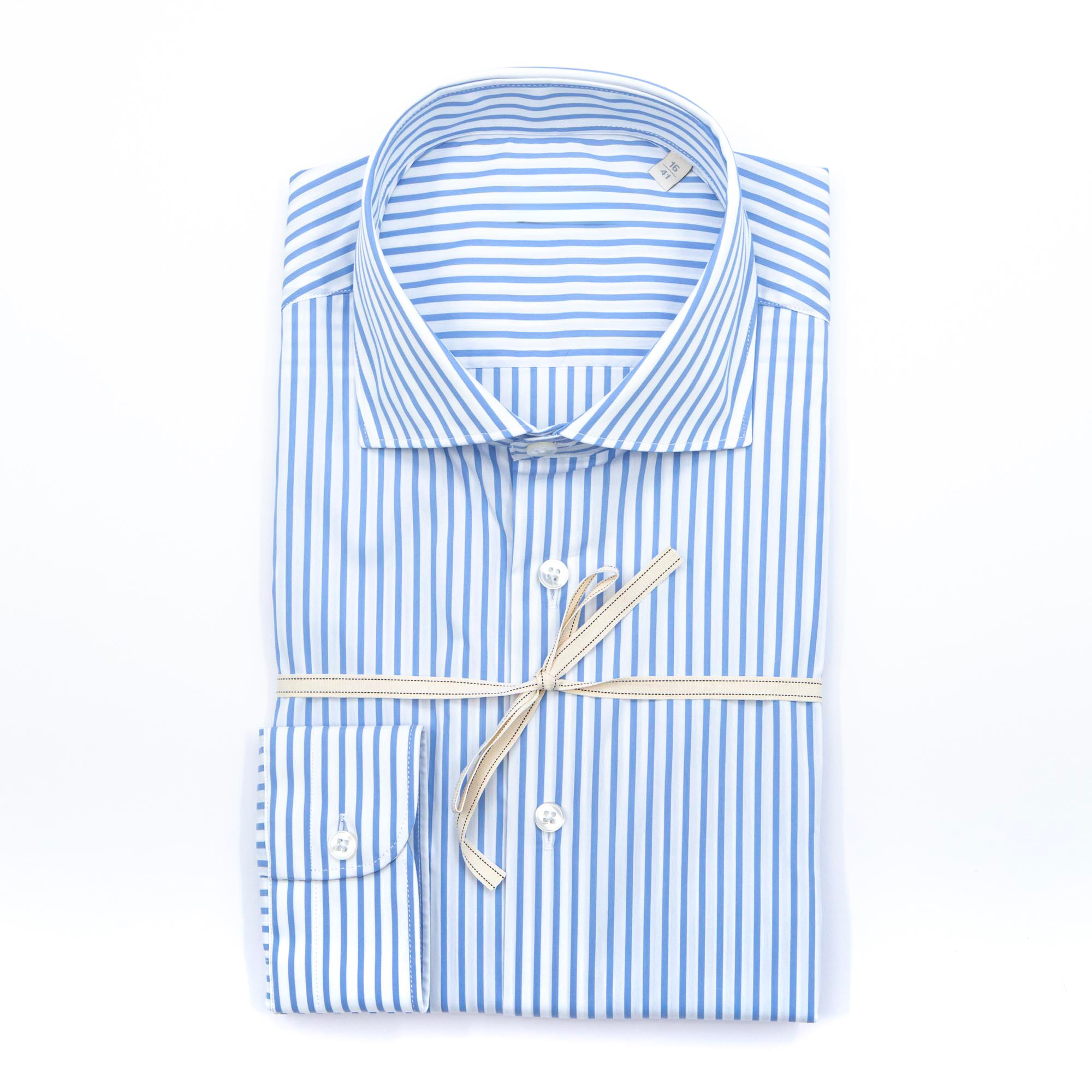 Camicia in puro lino azzurro cielo con interno collo stampato – Made in Italy