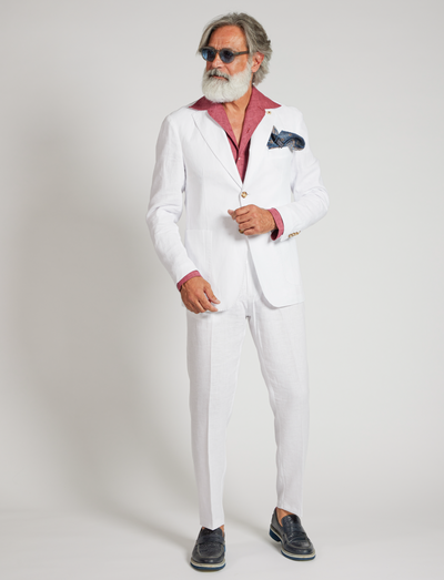 Pantalones de lino blanco con cordón ajustable – Hechos en Italia