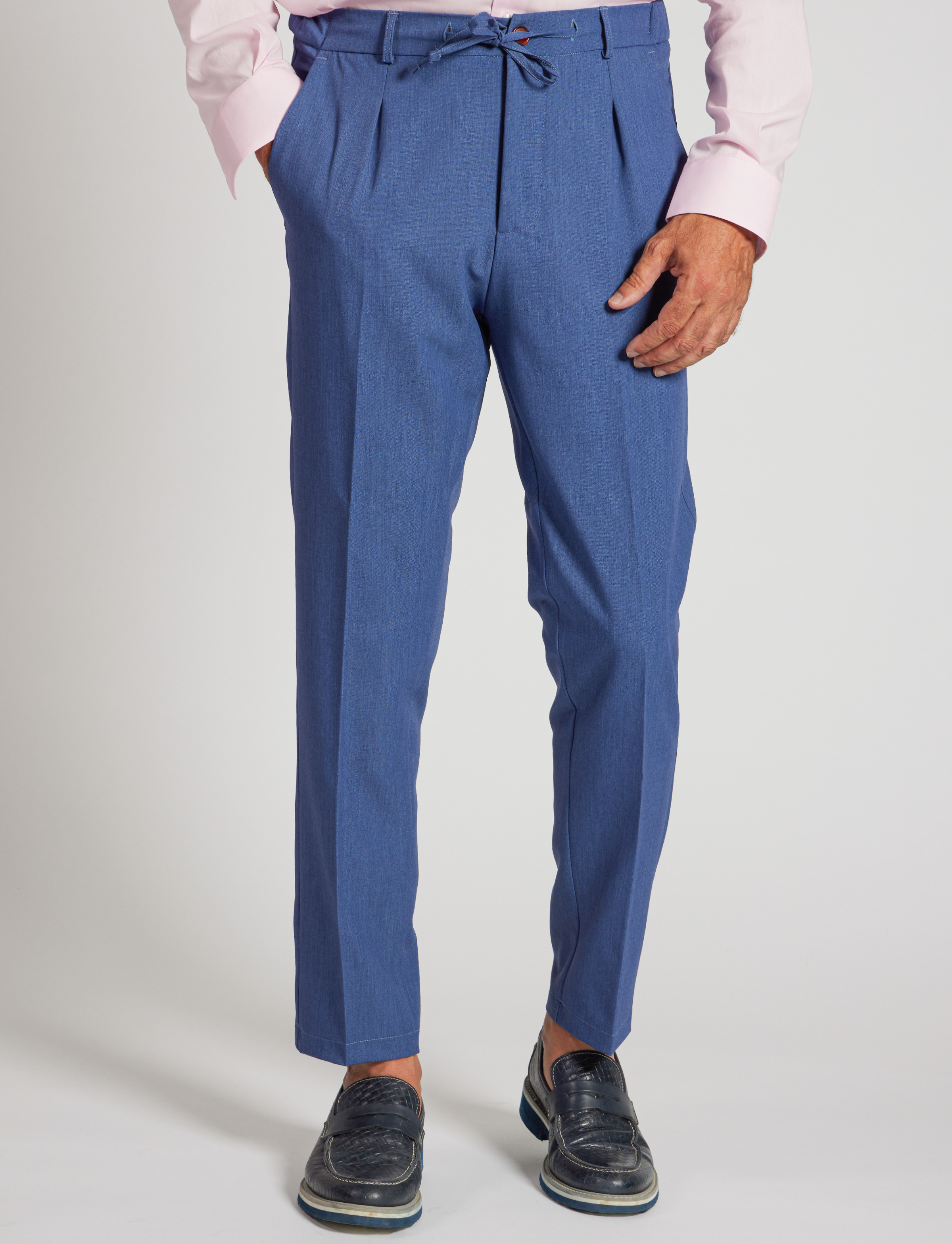 Pantaloni elasticizzati blu con coulisse – Made in Italy