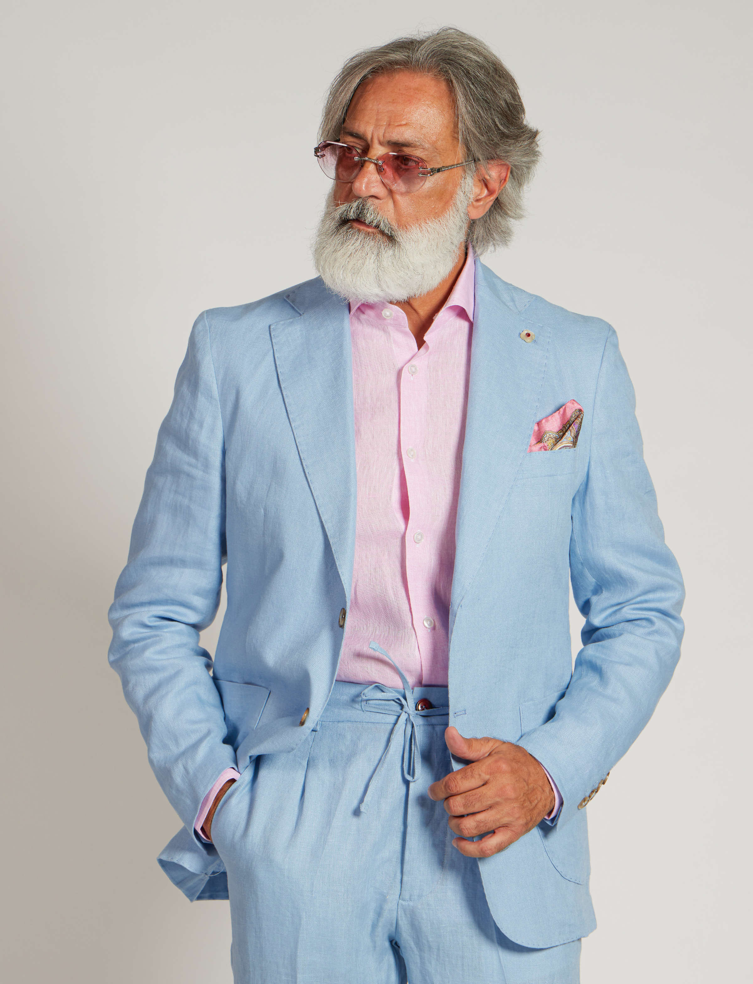 Giacca in lino azzurro – Made in Italy