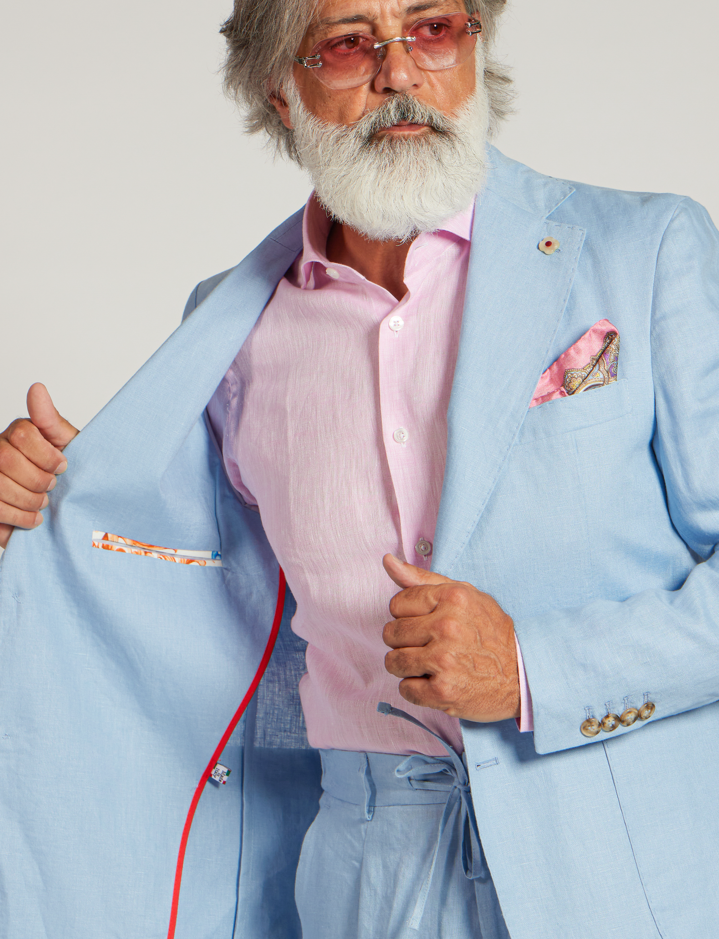 Giacca in lino azzurro – Made in Italy
