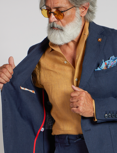 Chaqueta de lino azul marino – Fabricada en Italia