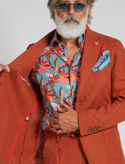 Chaqueta de lino color naranja óxido – Fabricada en Italia