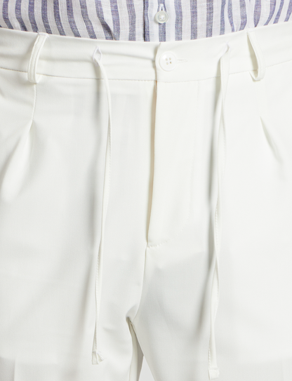 Pantaloni elasticizzati bianchi con coulisse – Made in Italy