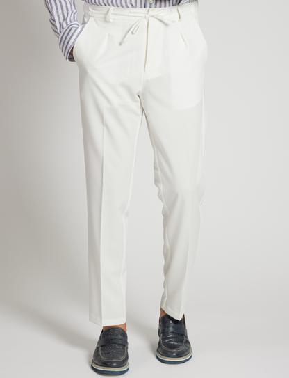 Pantaloni elasticizzati bianchi con coulisse – Made in Italy