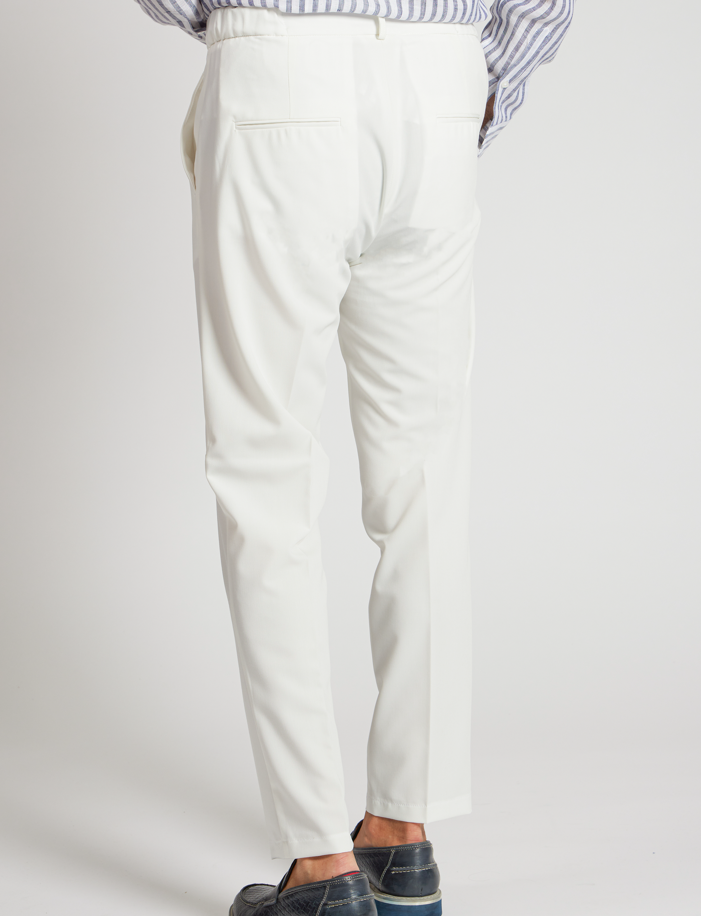 White Stretch Drawstring Trousers – Made in Italy