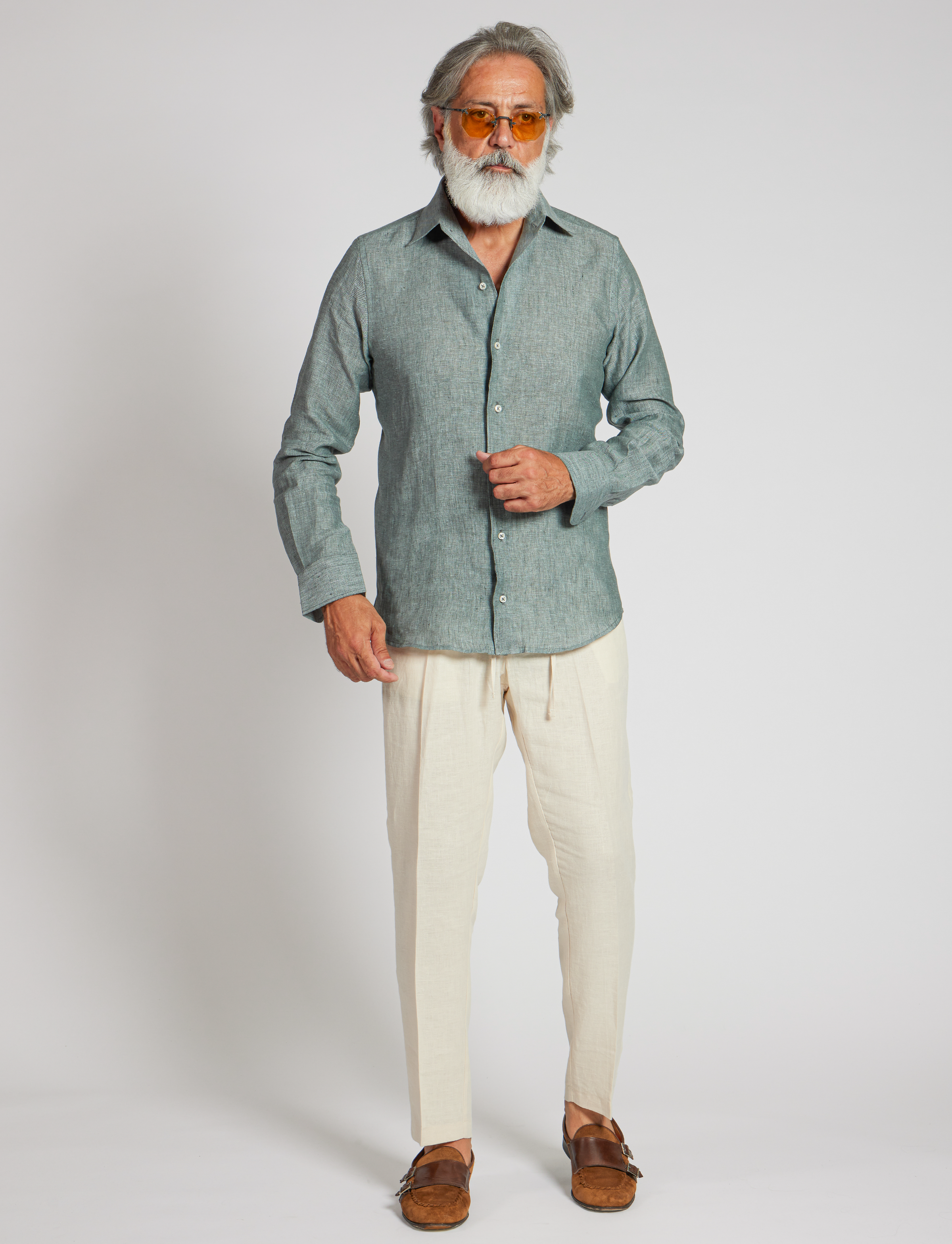 Linen Shirt Made in Italy - Sage Green