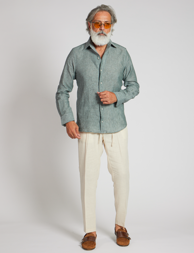 Linen Shirt Made in Italy - Sage Green