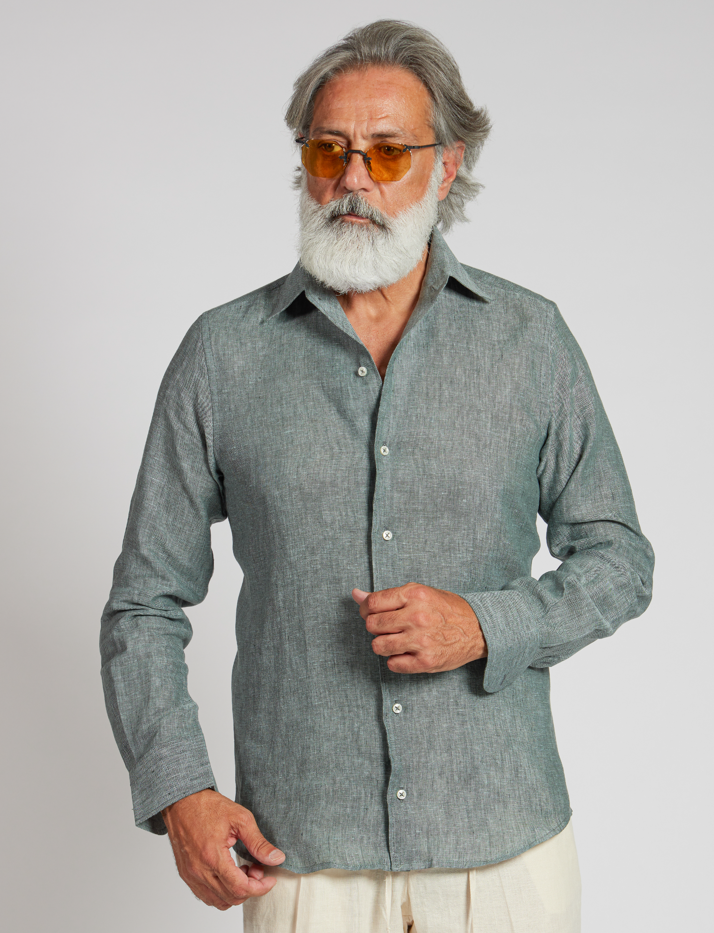 Linen Shirt Made in Italy - Sage Green