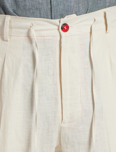 Pantalones de lino natural con cordón ajustable – Hechos en Italia