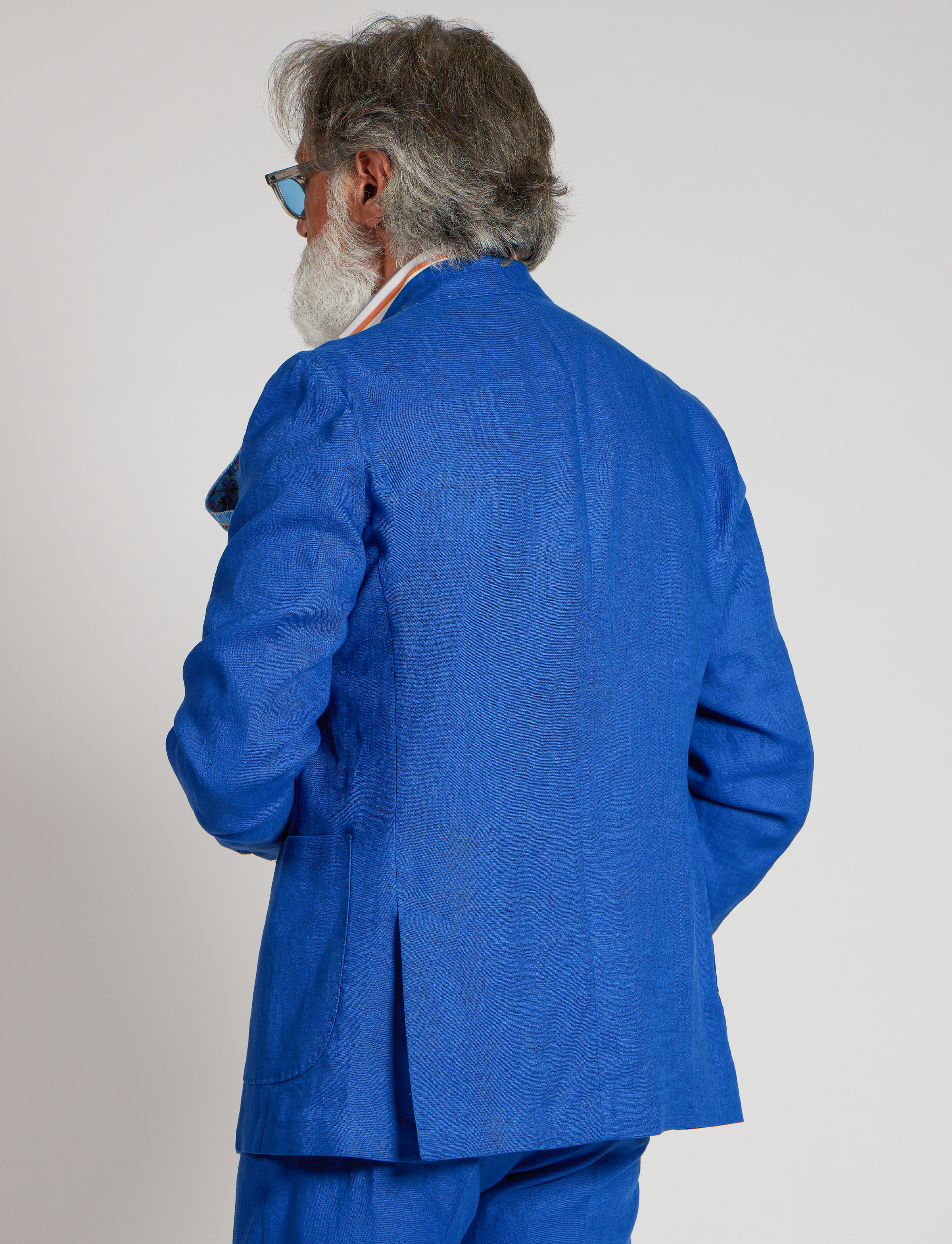 Giacca in lino blu brillante – Made in Italy