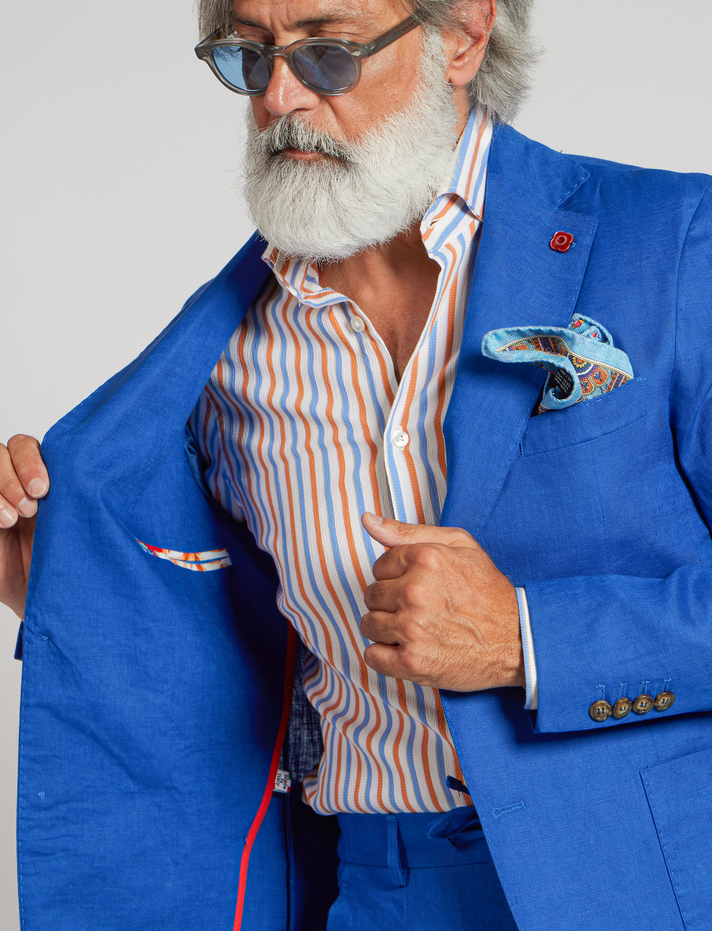Giacca in lino blu brillante – Made in Italy