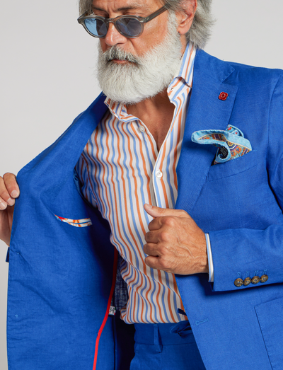 Chaqueta de lino azul brillante – Fabricada en Italia