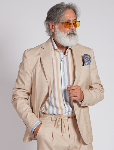 Chaqueta de lino beige – Fabricada en Italia
