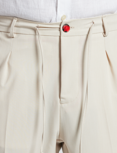 Pantalón beige elástico con cordón ajustable – Hecho en Italia