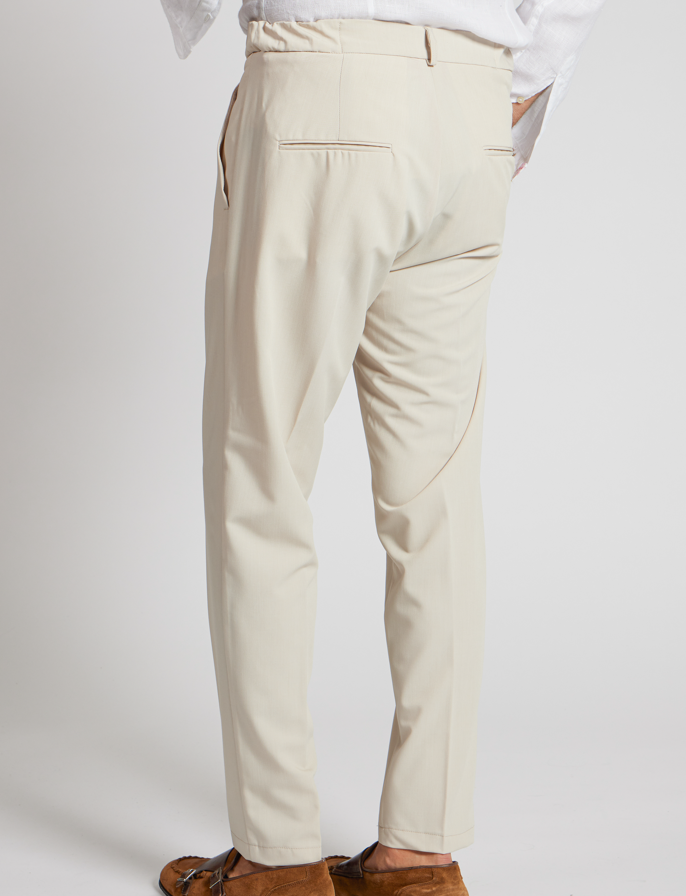 Pantaloni elasticizzati beige con coulisse – Made in Italy