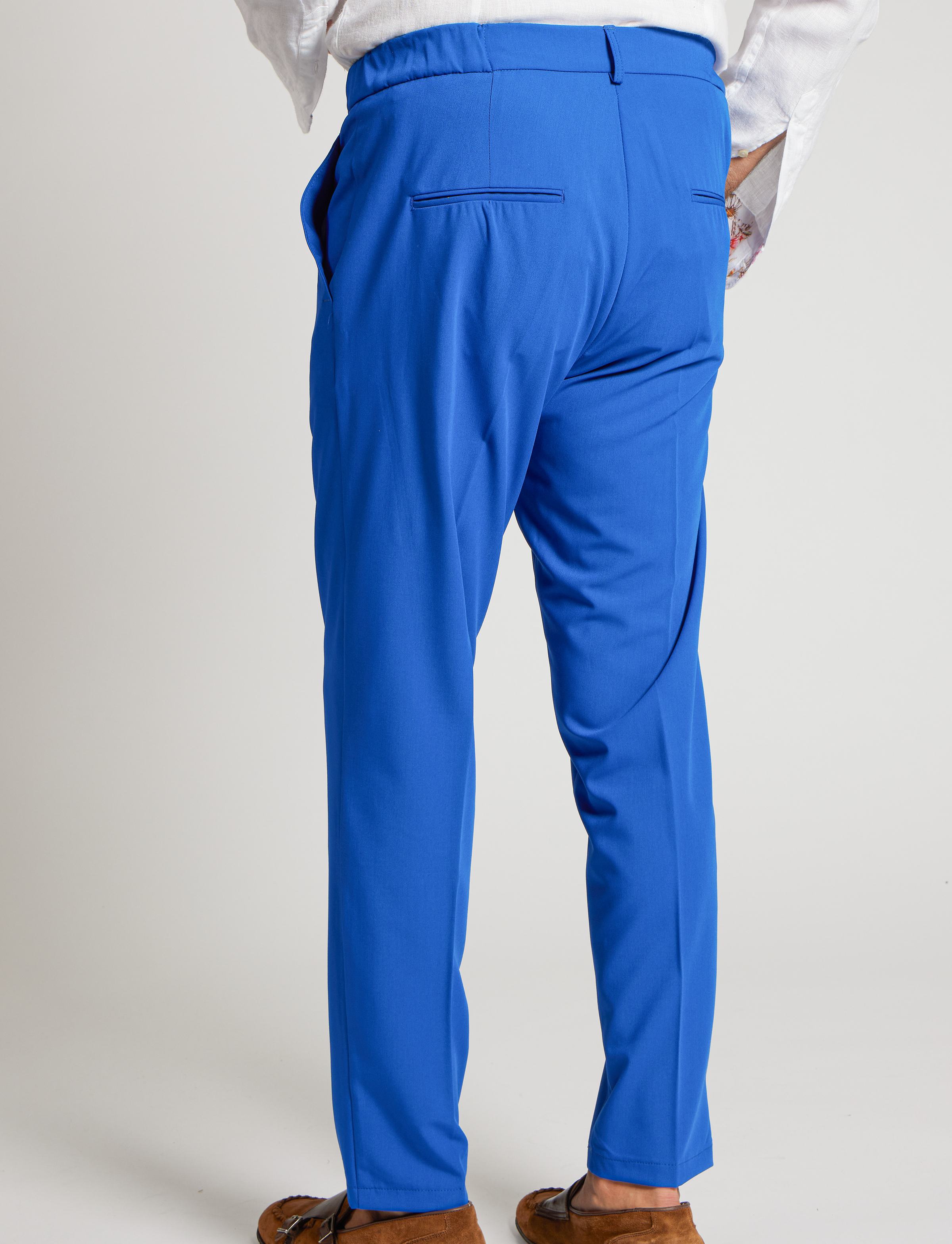 Bright Blue Stretch Drawstring Trousers – Made in Italy