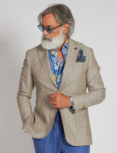 Chaqueta de lino beige – Fabricada en Italia