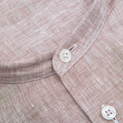 Sand Linen Band Collar Shirt