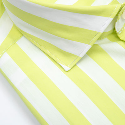 Camisa de popelina a rayas verde lima y blanca