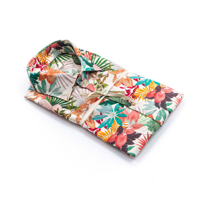 Camicia in puro lino azzurro cielo con interno collo stampato – Made in Italy