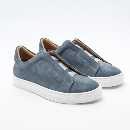 Sneaker slip-on in pelle scamosciata blu