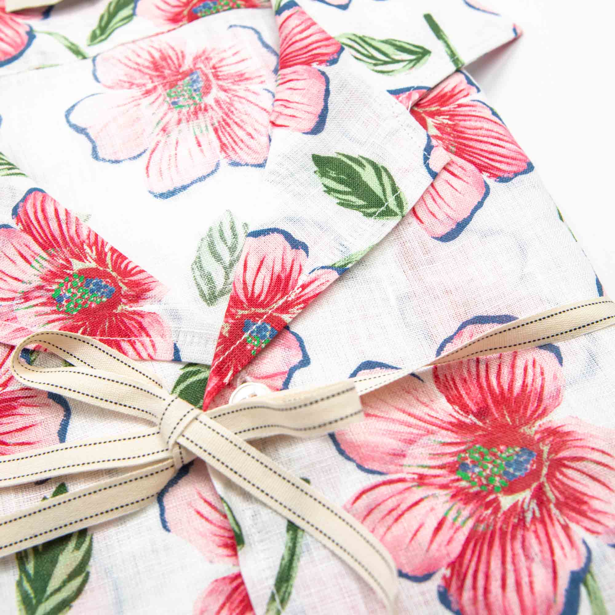 White Cotton Shirt with Red Floral Print – Made in Italy