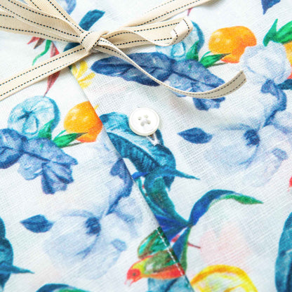 Camicia in puro lino azzurro cielo con interno collo stampato – Made in Italy