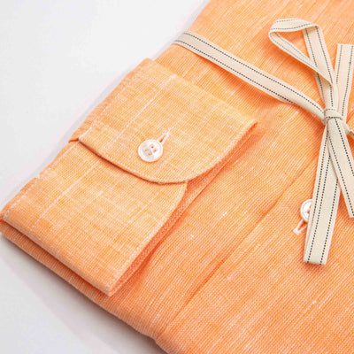 Mandarin Collar Linen Shirt – Orange Melange