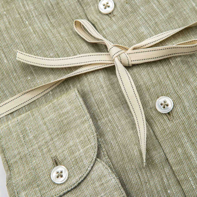 Sage Green Linen Band Collar Shirt
