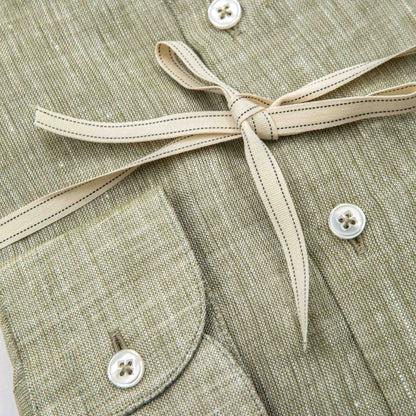 Camicia in puro lino azzurro cielo con interno collo stampato – Made in Italy