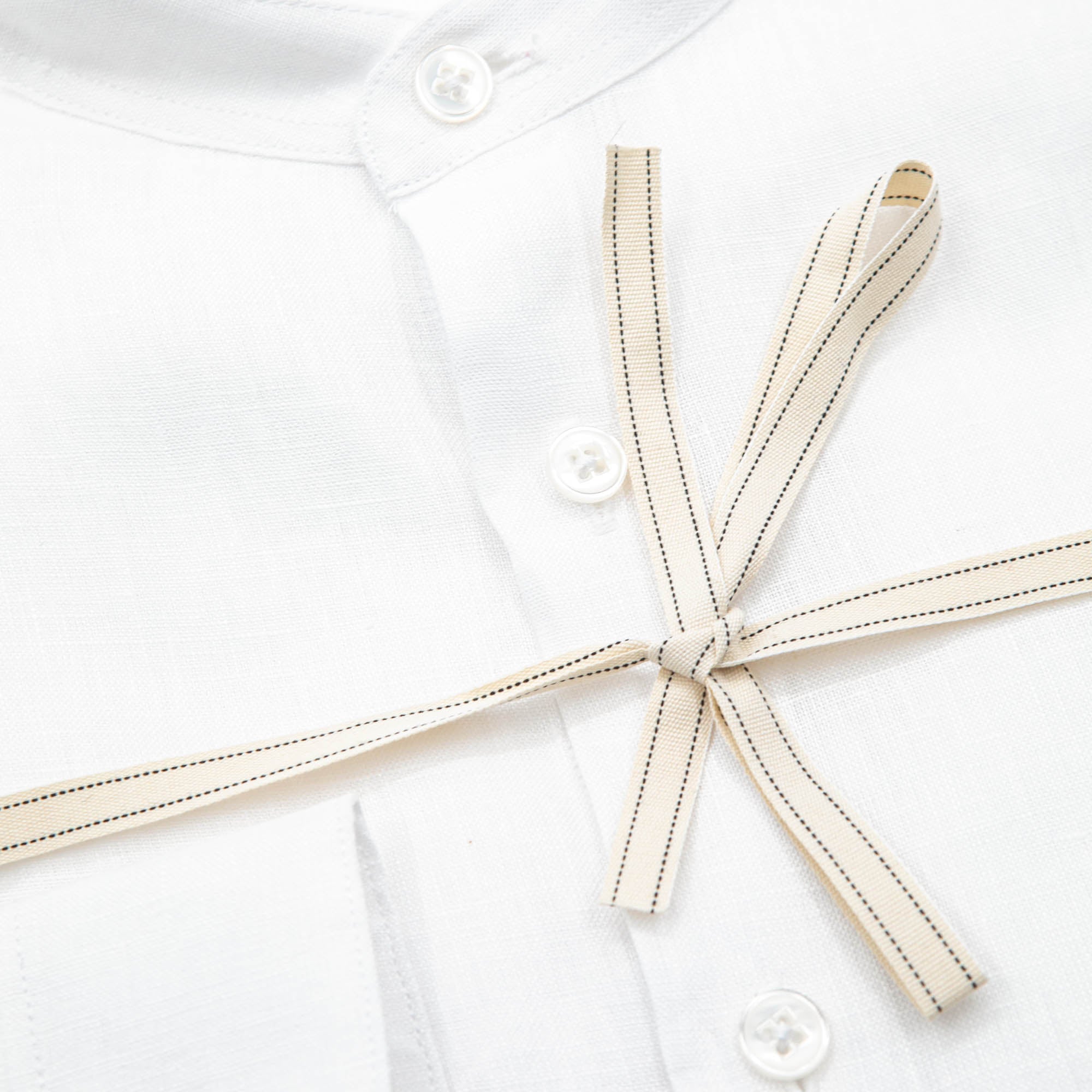 Camicia in puro lino azzurro cielo con interno collo stampato – Made in Italy
