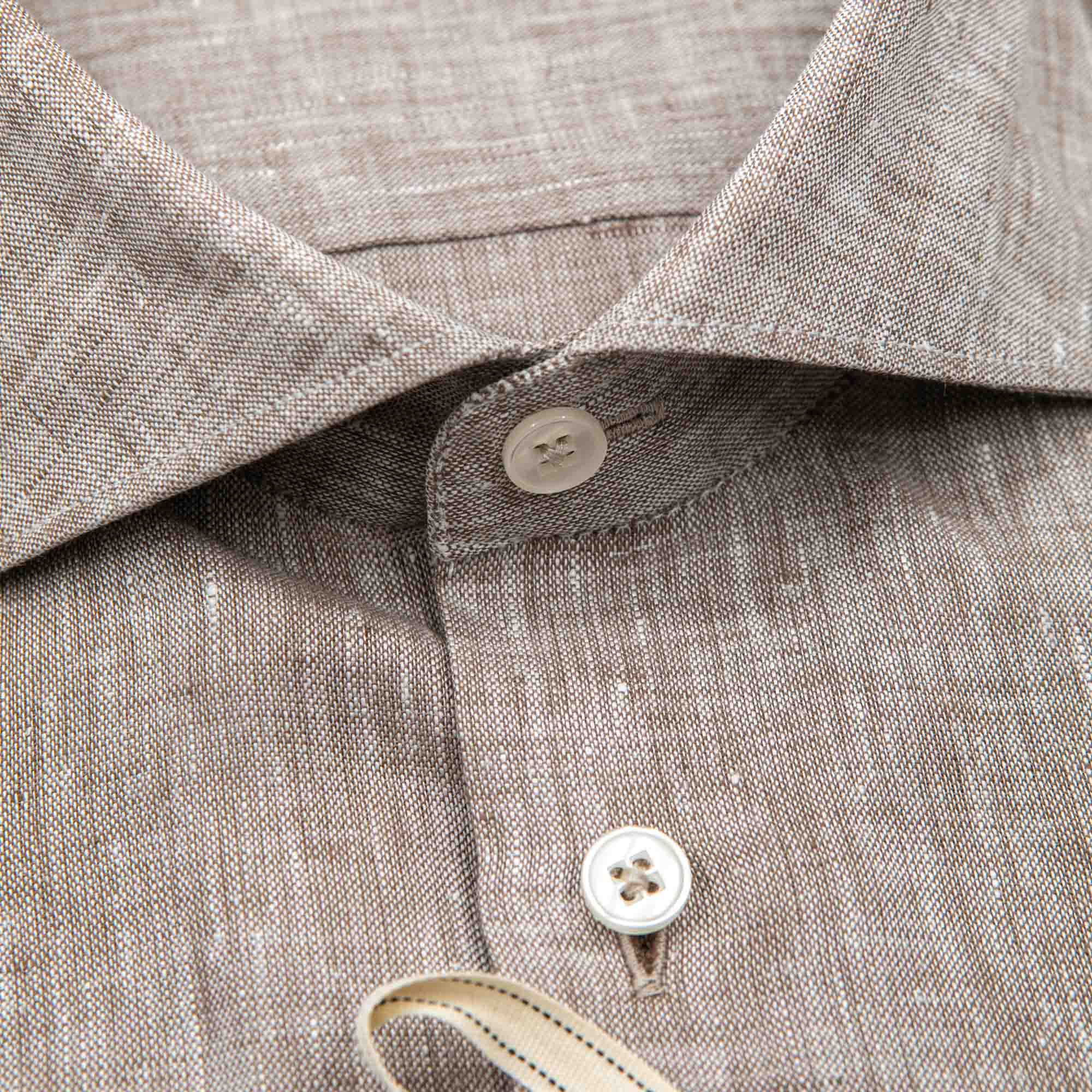 Camicia in puro lino azzurro cielo con interno collo stampato – Made in Italy