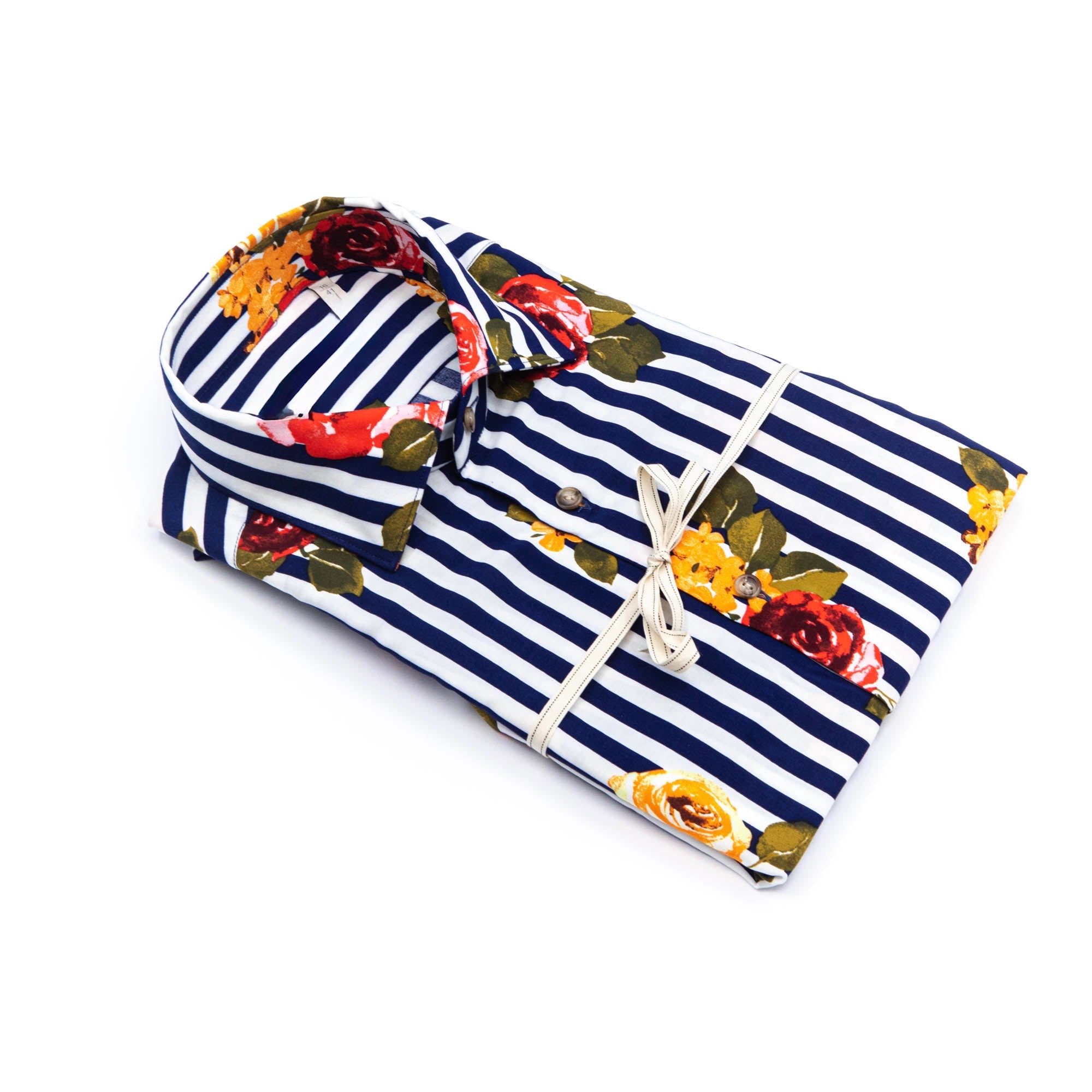 Striped Shirt with Bold Floral Print