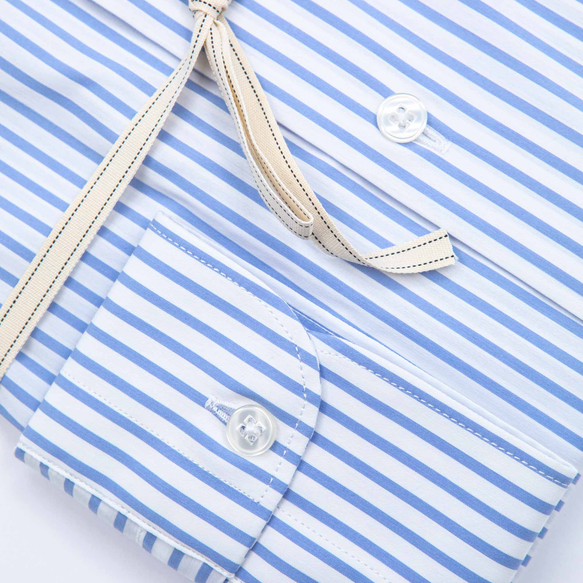 Camicia in puro lino azzurro cielo con interno collo stampato – Made in Italy