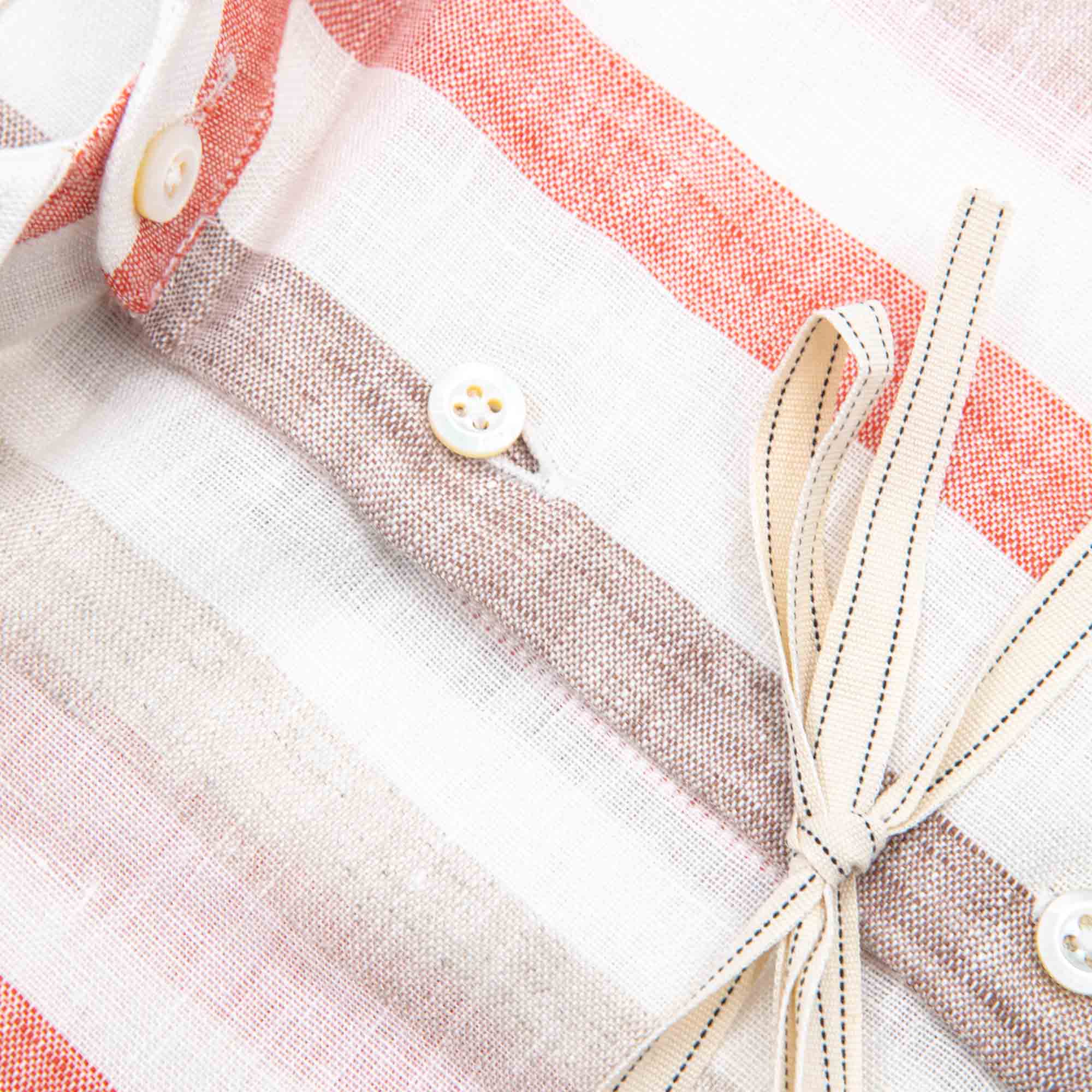 Striped Linen Shirt in Rust and Taupe