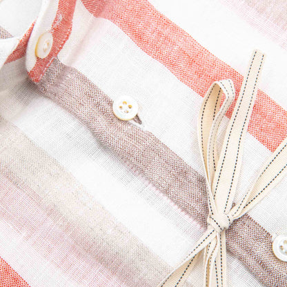 Striped Linen Shirt in Rust and Taupe