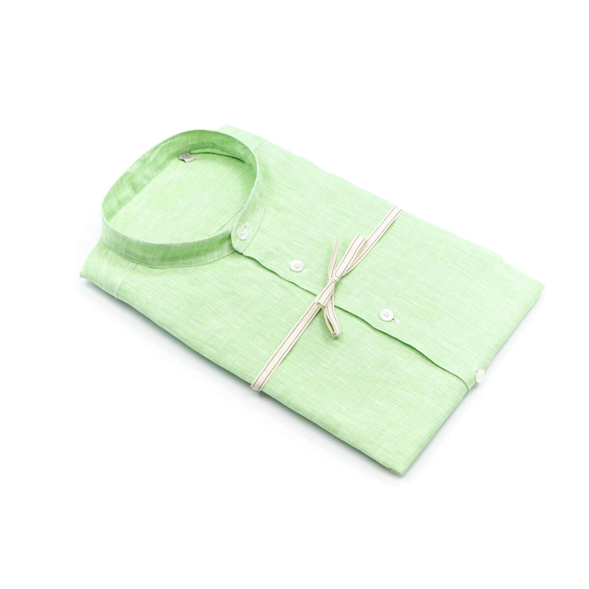 Camicia in puro lino azzurro cielo con interno collo stampato – Made in Italy