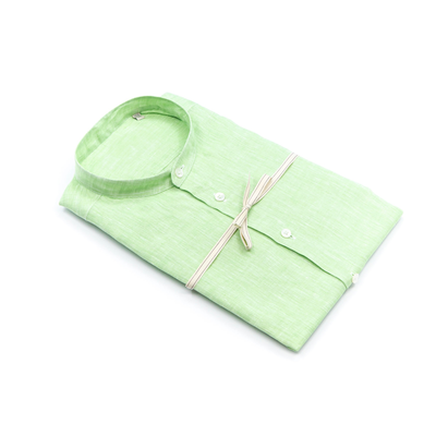 Light Green Mandarin Collar Linen Shirt