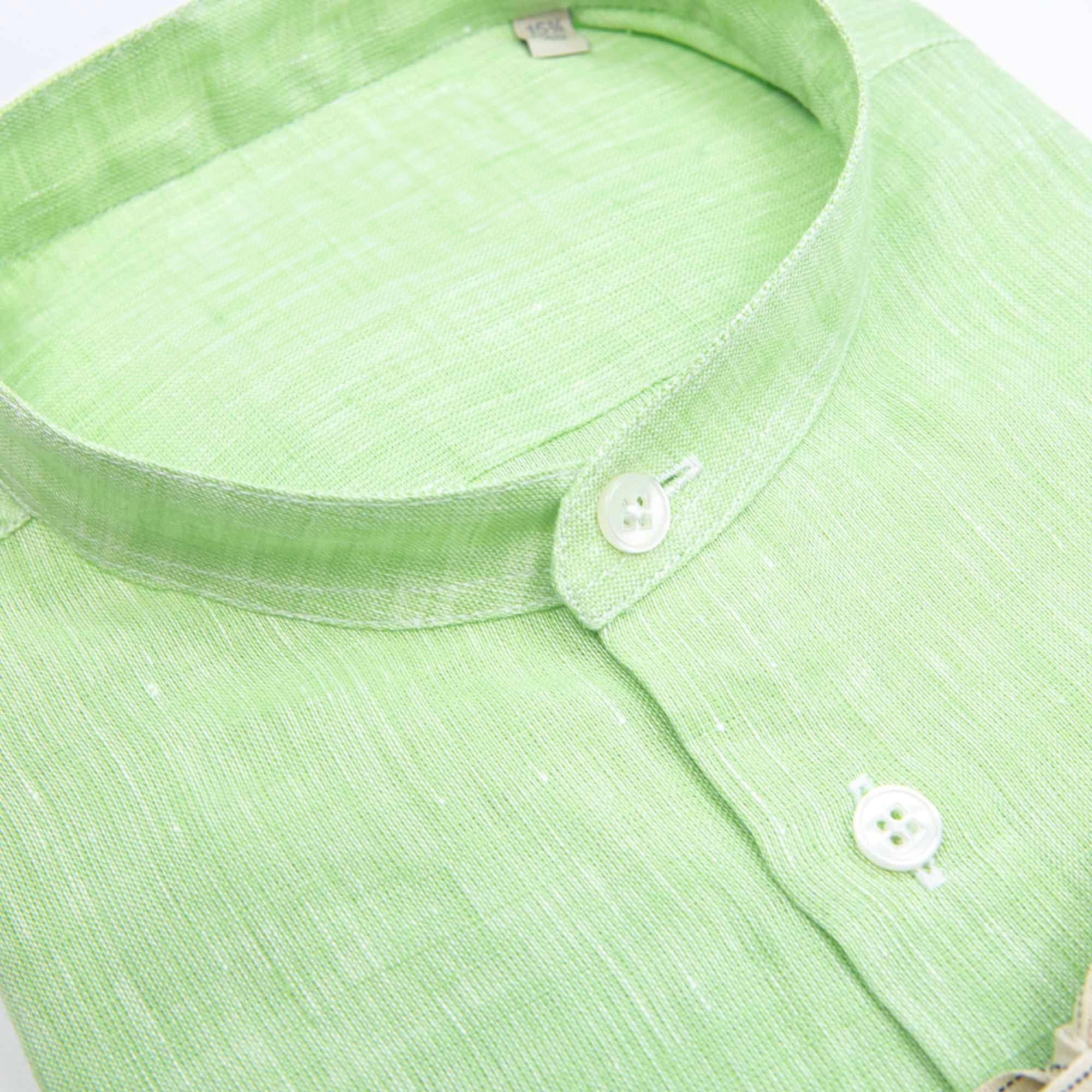 Camicia in puro lino azzurro cielo con interno collo stampato – Made in Italy