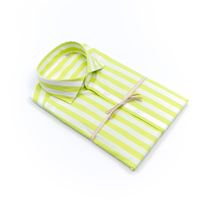 Camisa de popelina a rayas verde lima y blanca