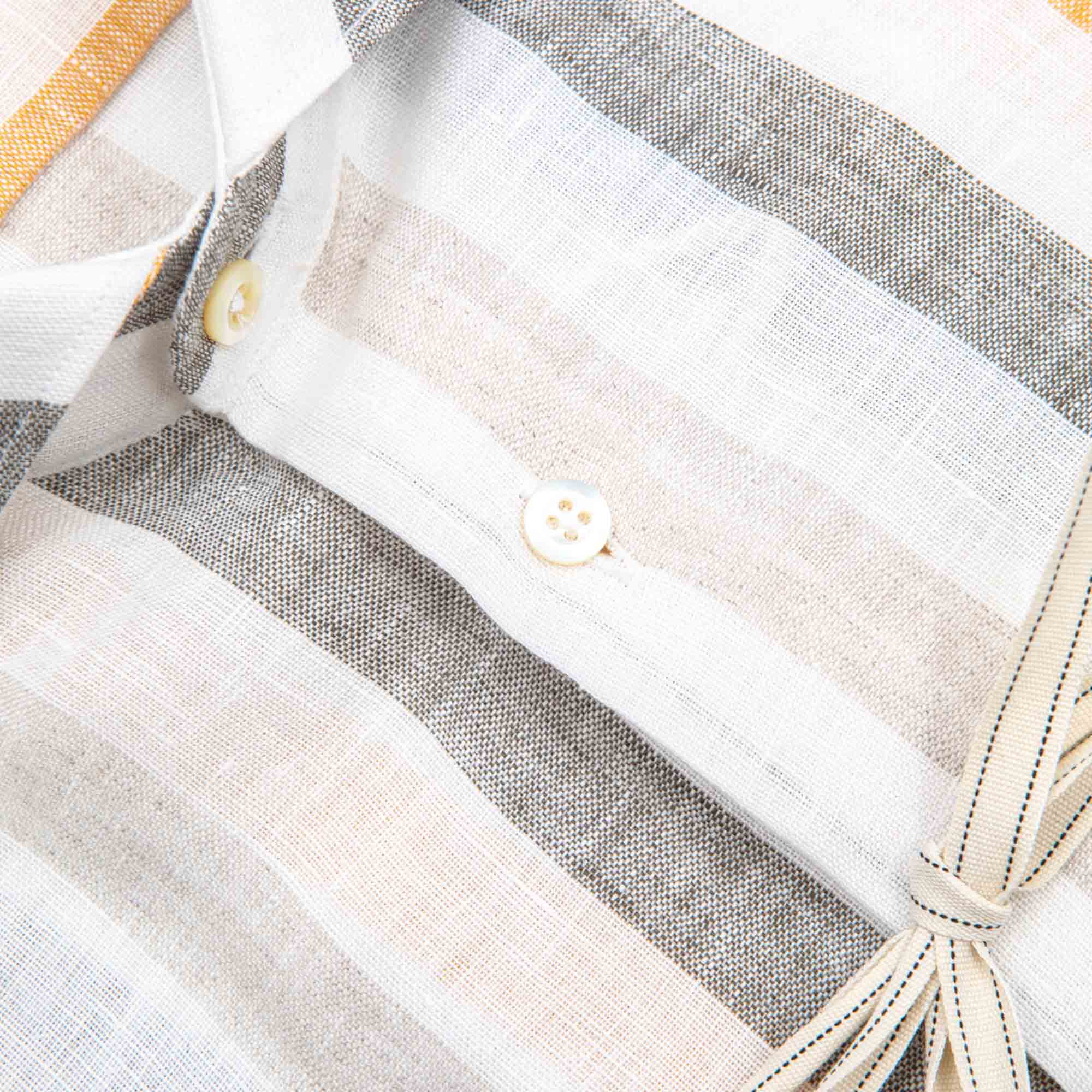 Linen Shirt with Earth-Tone Stripes
