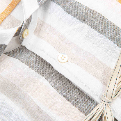Linen Shirt with Earth-Tone Stripes