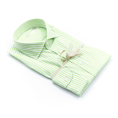 Camisa de algodón con rayas blancas y verdes frescas