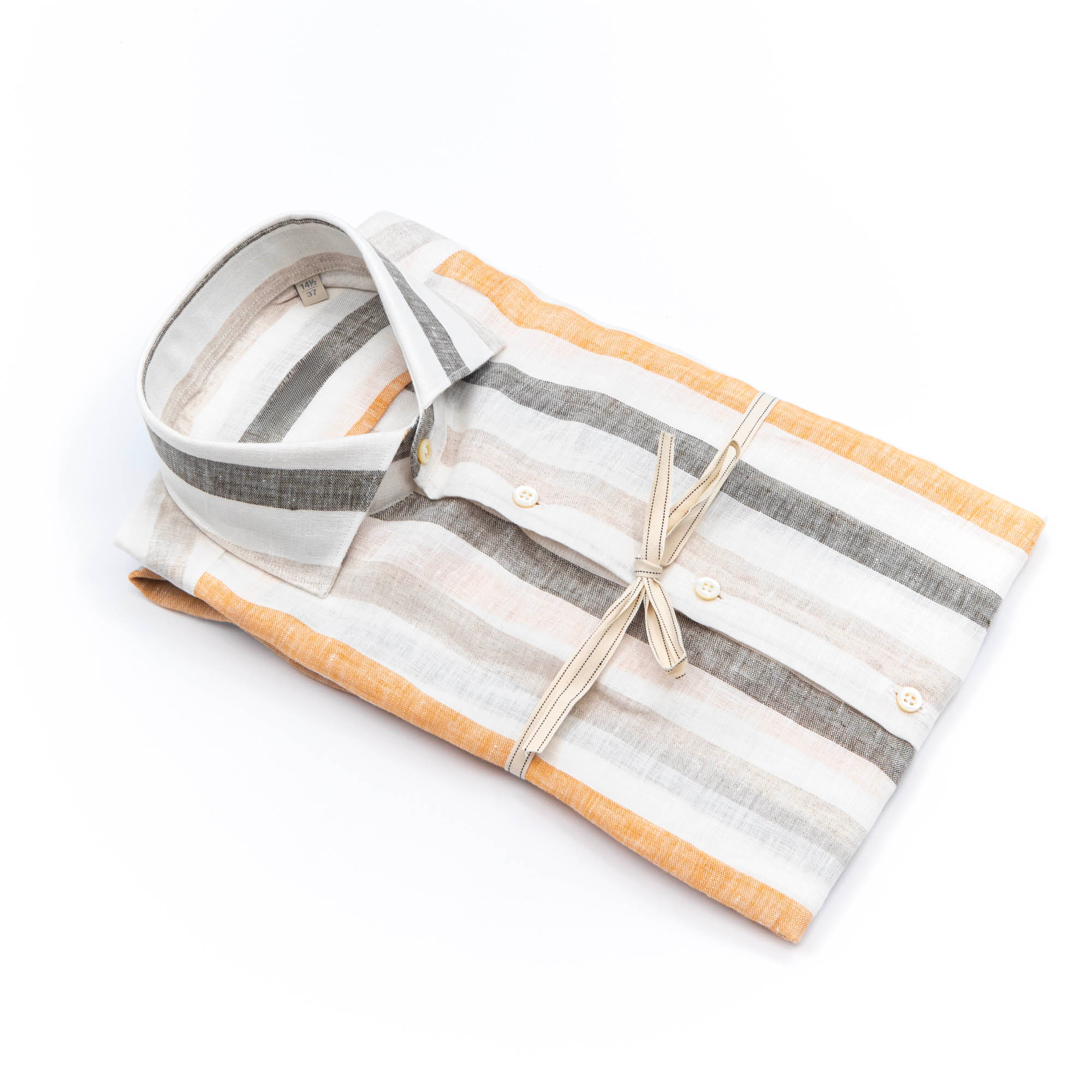 Linen Shirt with Earth-Tone Stripes