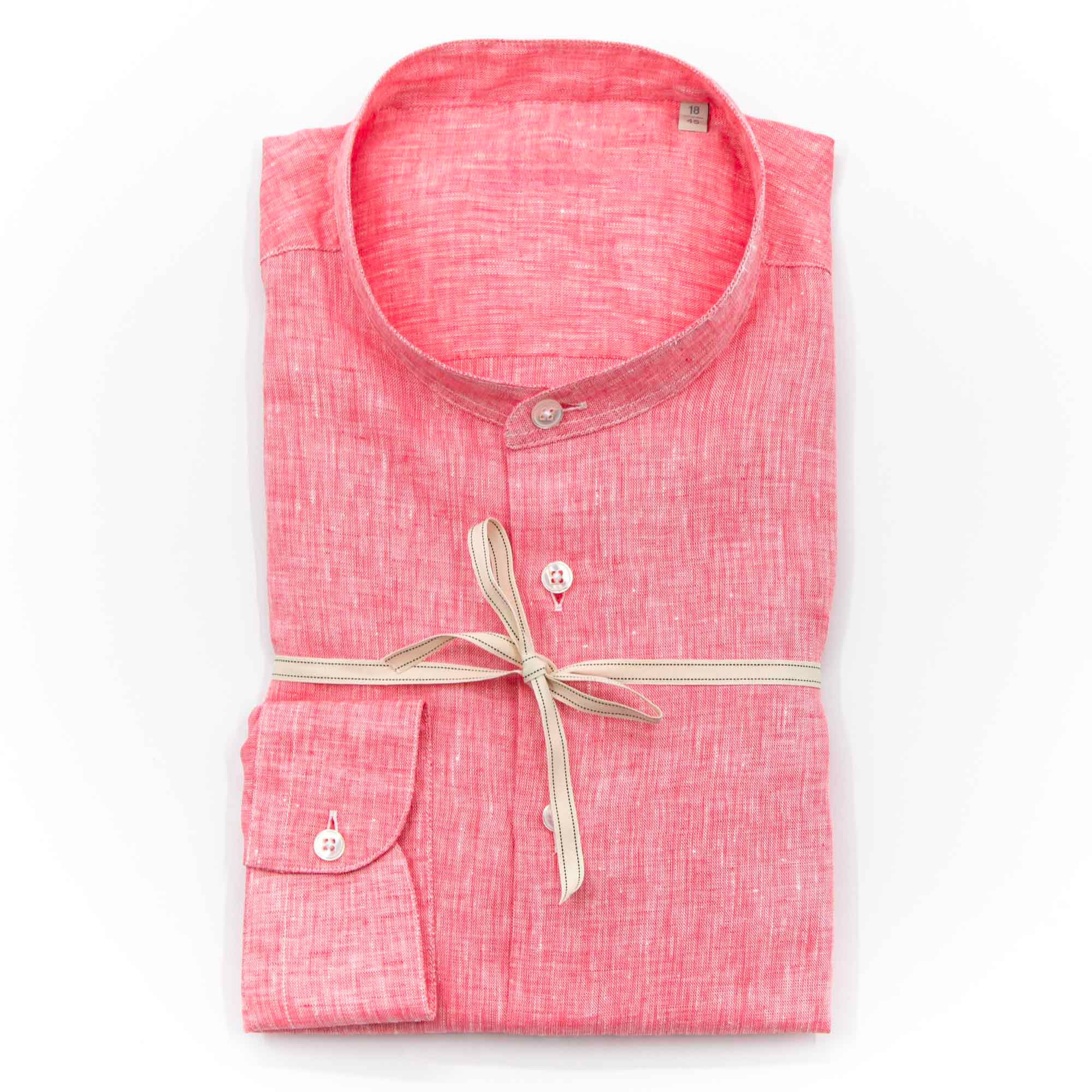 Camicia in puro lino azzurro cielo con interno collo stampato – Made in Italy
