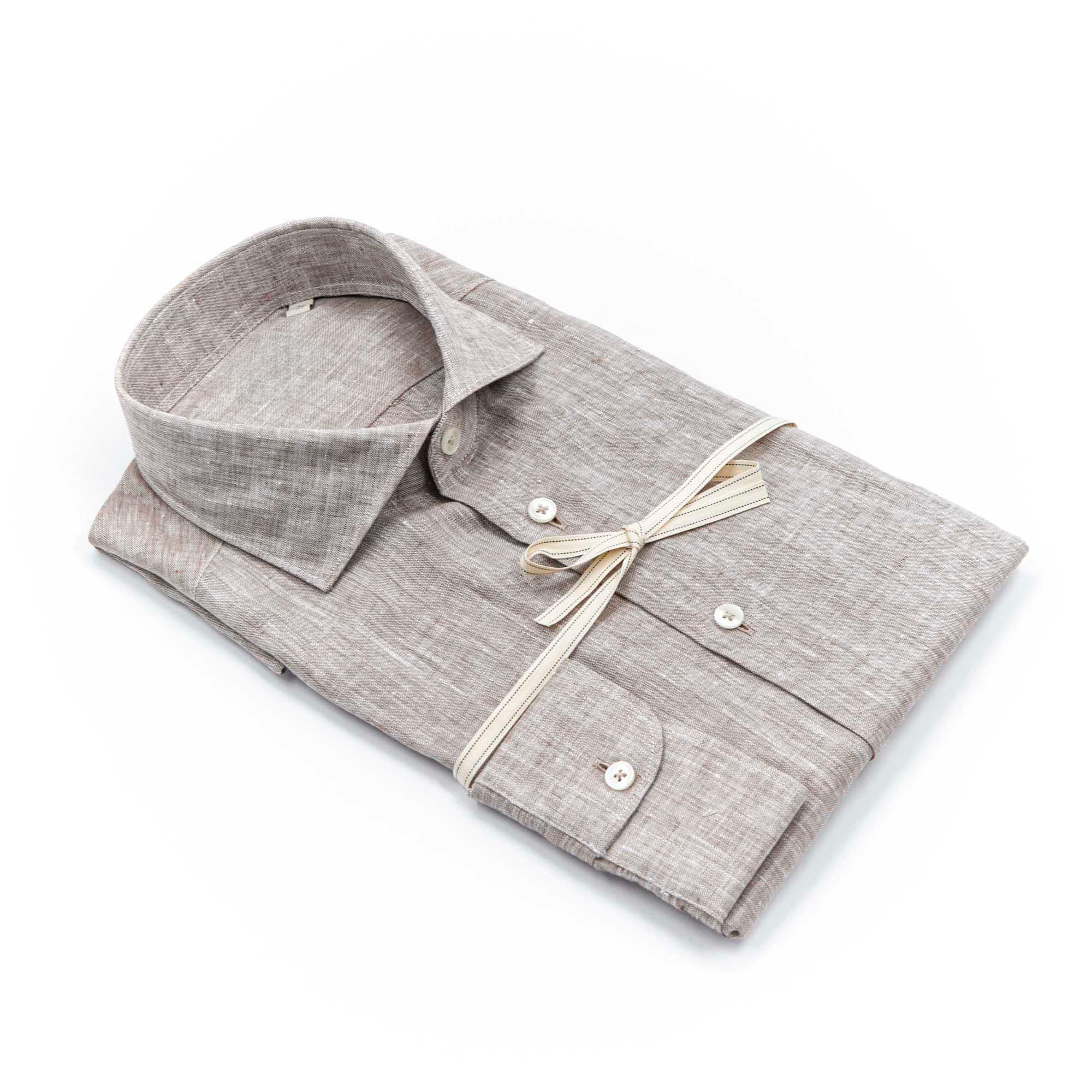 Camicia in puro lino azzurro cielo con interno collo stampato – Made in Italy